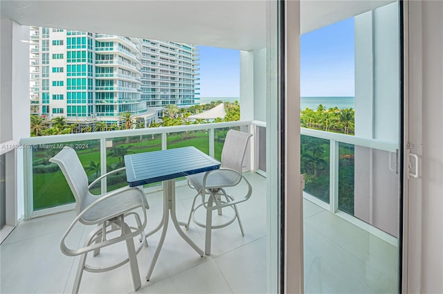 balcony with a water view