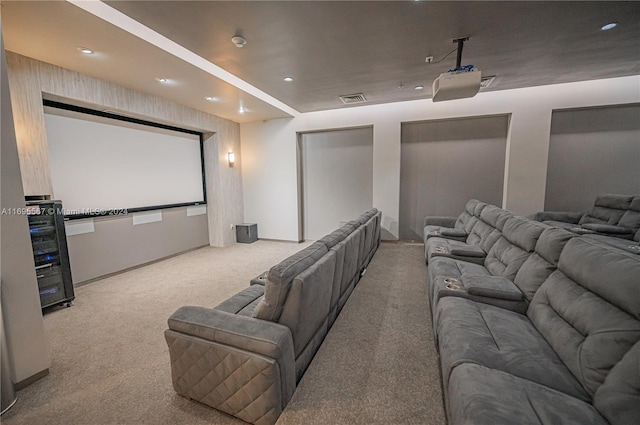 view of carpeted home theater room