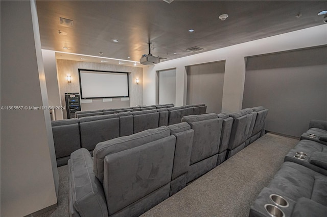 home theater room with carpet floors