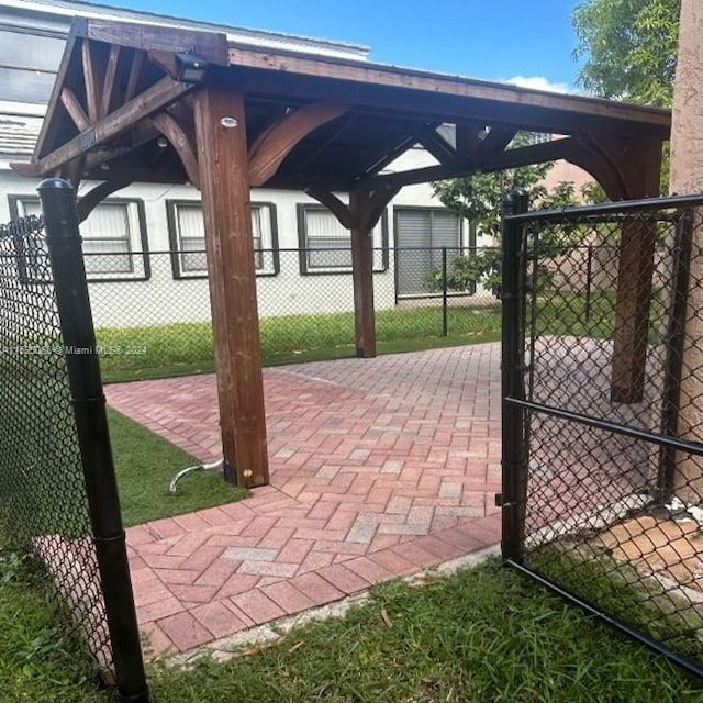 view of patio featuring a gazebo