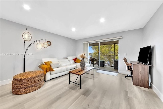 living room with light wood-type flooring