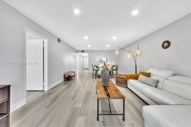 living room featuring light wood-type flooring