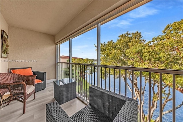 balcony with a water view