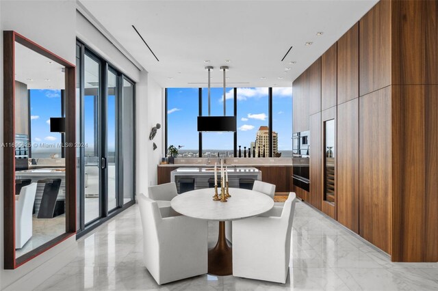 dining area with expansive windows and a healthy amount of sunlight