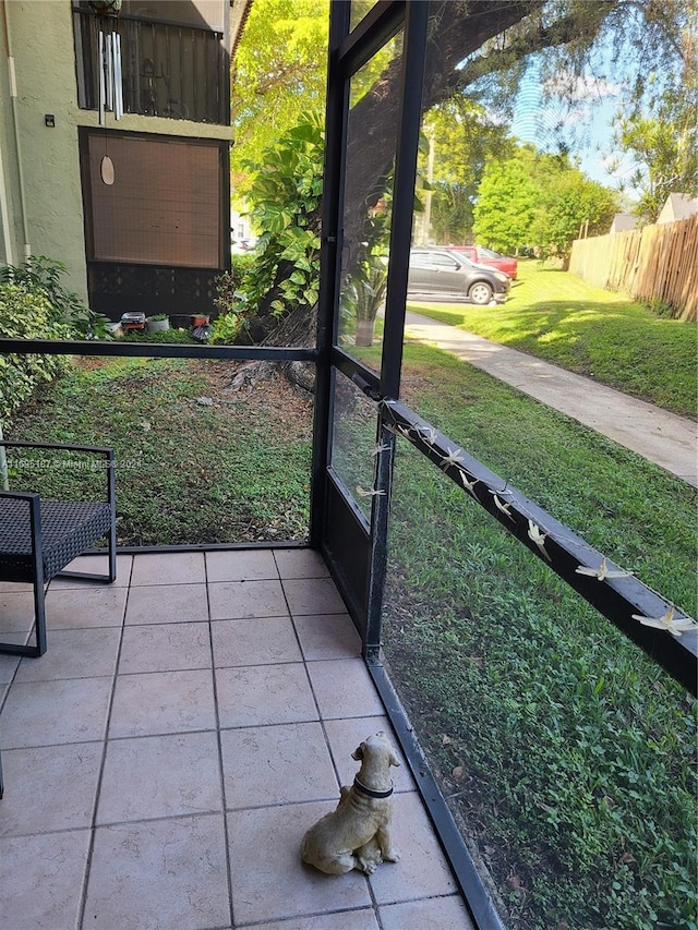 view of unfurnished sunroom