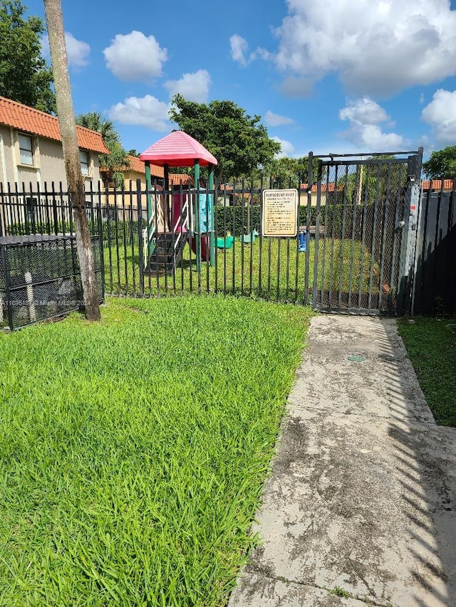 view of yard featuring a playground