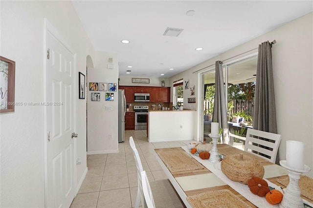 view of tiled dining space