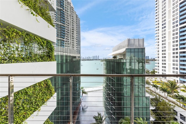 balcony with a water view