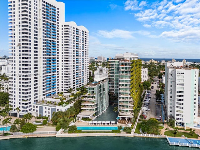 view of property with a water view