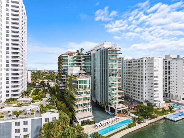 view of property with a water view