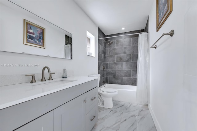 full bathroom featuring vanity, toilet, and shower / bath combo with shower curtain