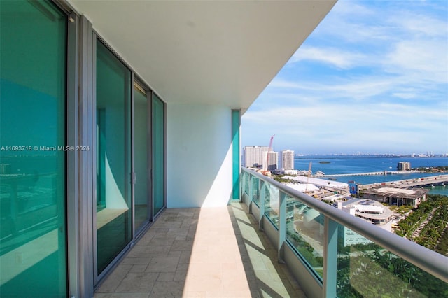 balcony with a water view