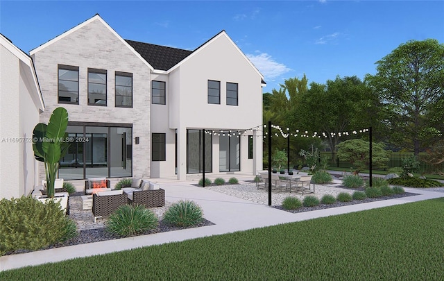 16684 SW 59th Ct, Southwest Ranches, FL 33331 - view of front facade with an outdoor living space, a patio, a front yard, and stucco siding