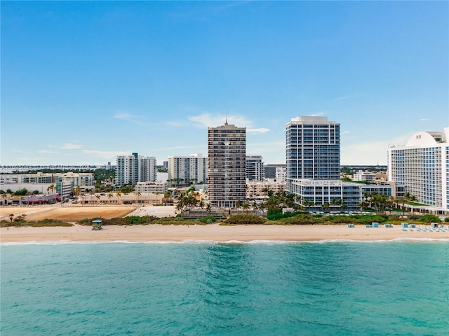 exterior space featuring a beach view