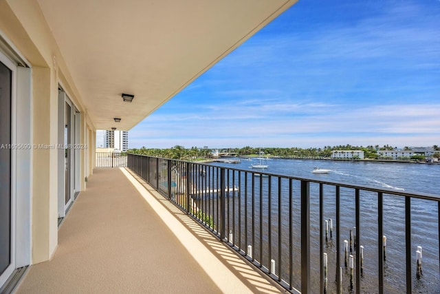 balcony with a water view