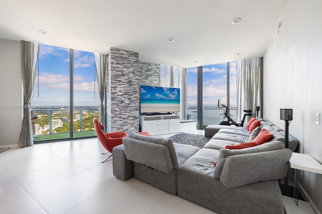 living room featuring expansive windows