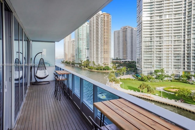 balcony with a water view