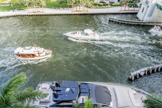 dock area featuring a water view