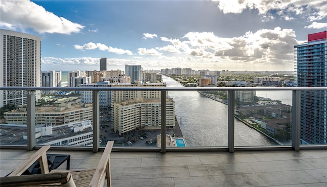 balcony with a water view