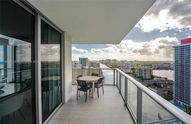 balcony with a water view