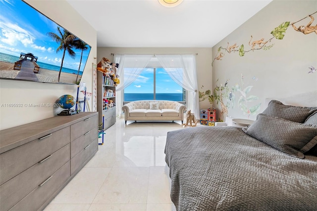 bedroom with a water view