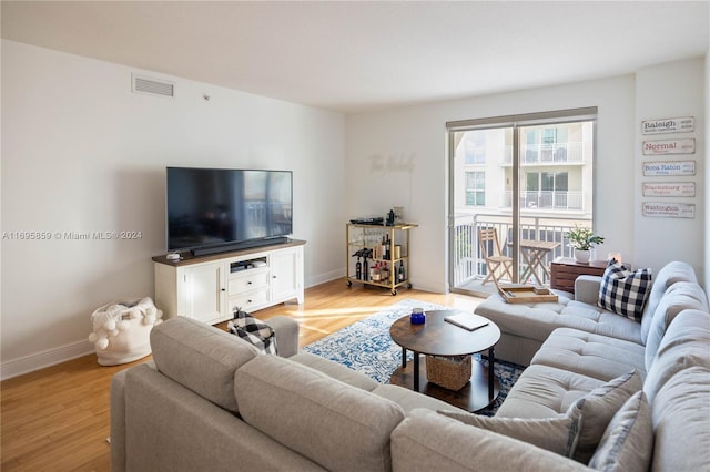 living room featuring light hardwood / wood-style floors