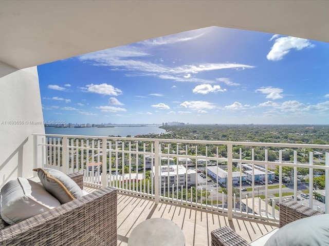 balcony with a water view