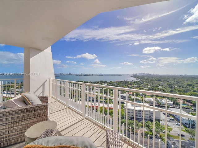 balcony with a water view