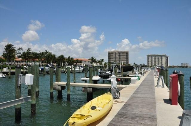 dock area featuring a water view