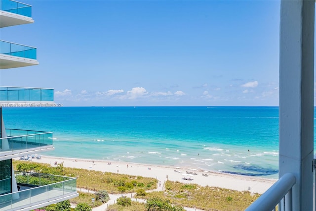 property view of water with a beach view