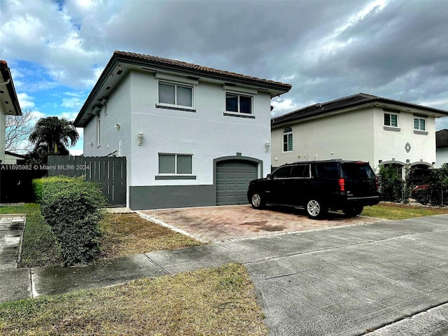 exterior space featuring a garage