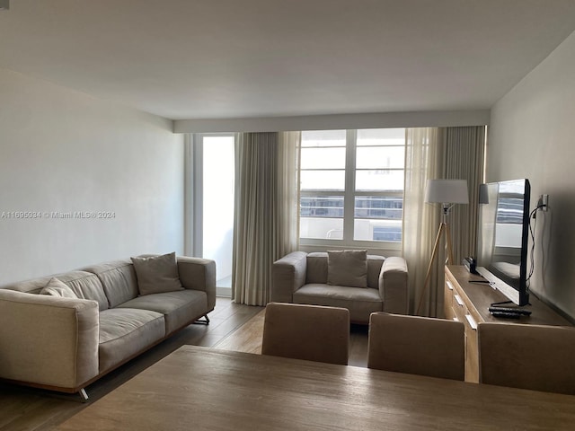 living room featuring light hardwood / wood-style flooring