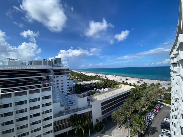 view of water feature with a view of the beach