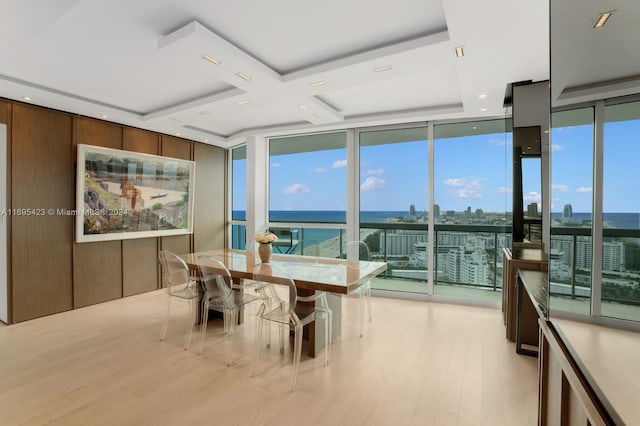 101 20th St Unit 3503/06/09, Miami Beach, FL 33139 - sunroom / solarium featuring healthy amount of natural light, a water view, and coffered ceiling