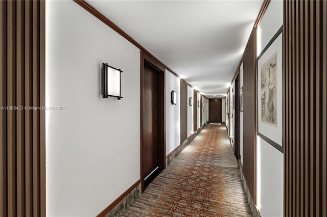 hallway with crown molding