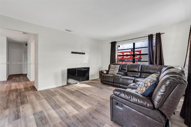 living room with light wood-type flooring