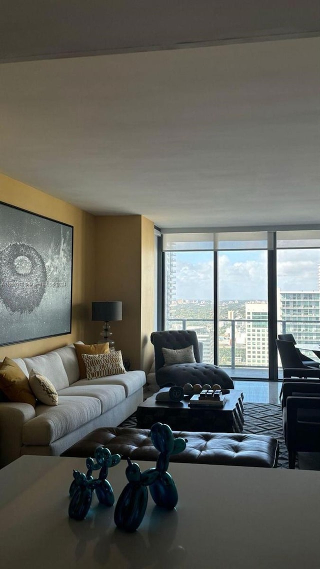 living room with floor to ceiling windows and a wealth of natural light