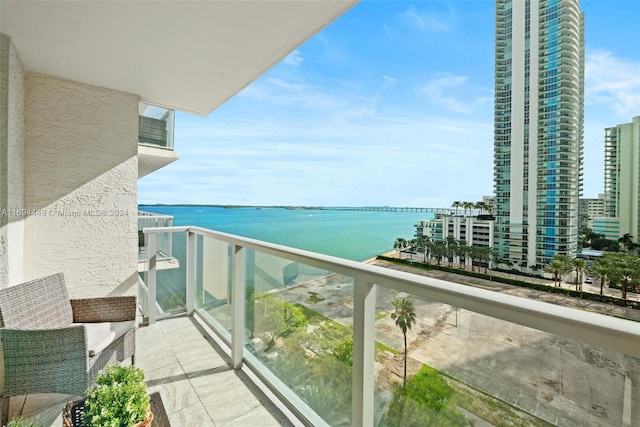 balcony with a water view