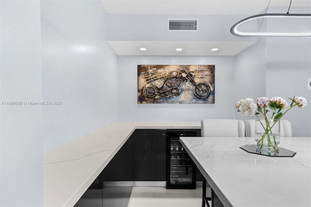 dining room with wine cooler