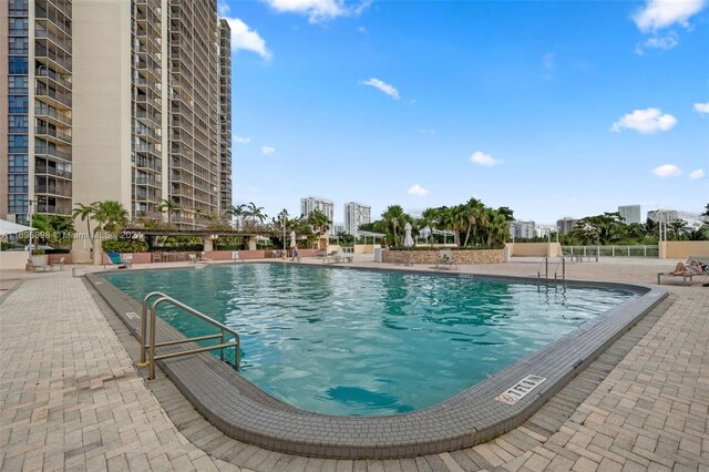 view of pool featuring a patio area