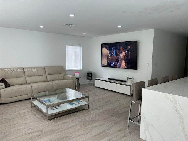 living room with light wood-type flooring