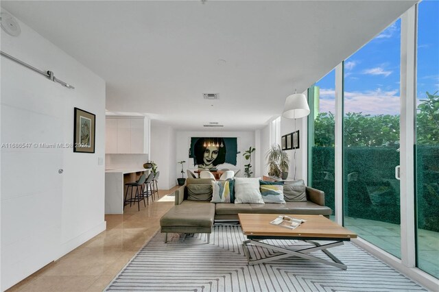 view of tiled living room