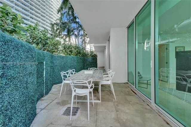 balcony with a patio area