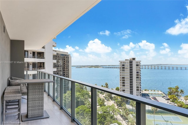 balcony with a water view