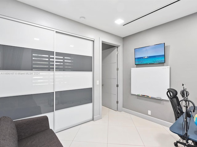 office area featuring light tile patterned floors