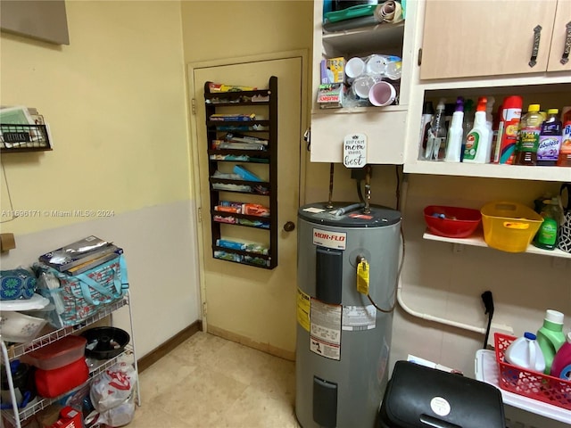 utility room with electric water heater