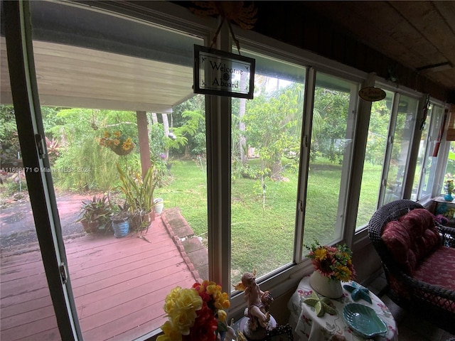 view of unfurnished sunroom