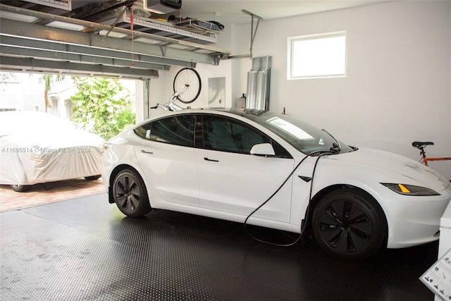 garage with a garage door opener