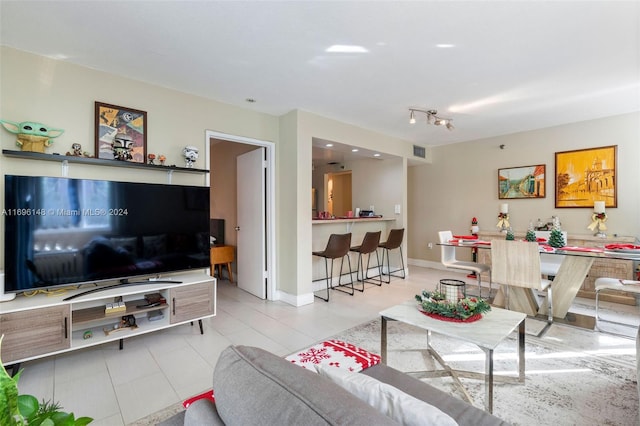 view of tiled living room