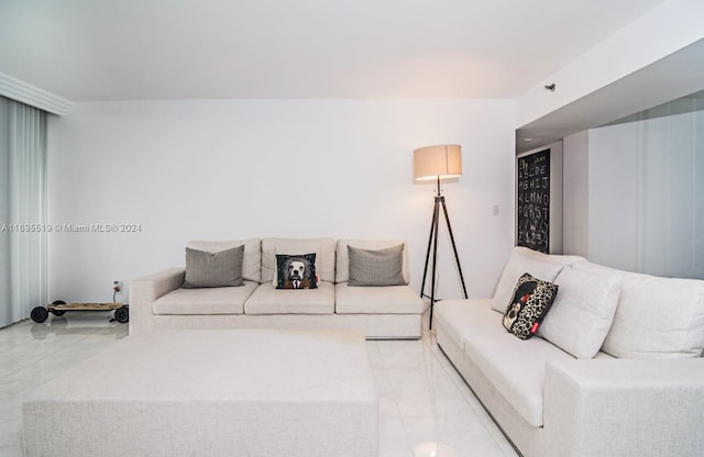 view of tiled living room